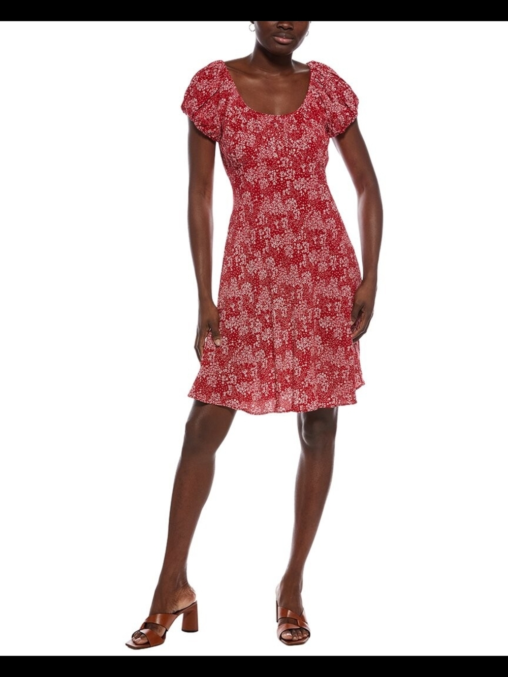 Madewell Red Floral Scoop-Neck Dress